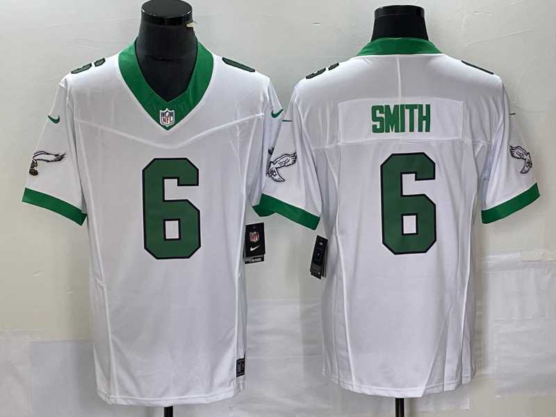 Mens Philadelphia Eagles #6 DeVonta Smith White 2023 F.U.S.E. Vapor Untouchable Limited Jersey->->